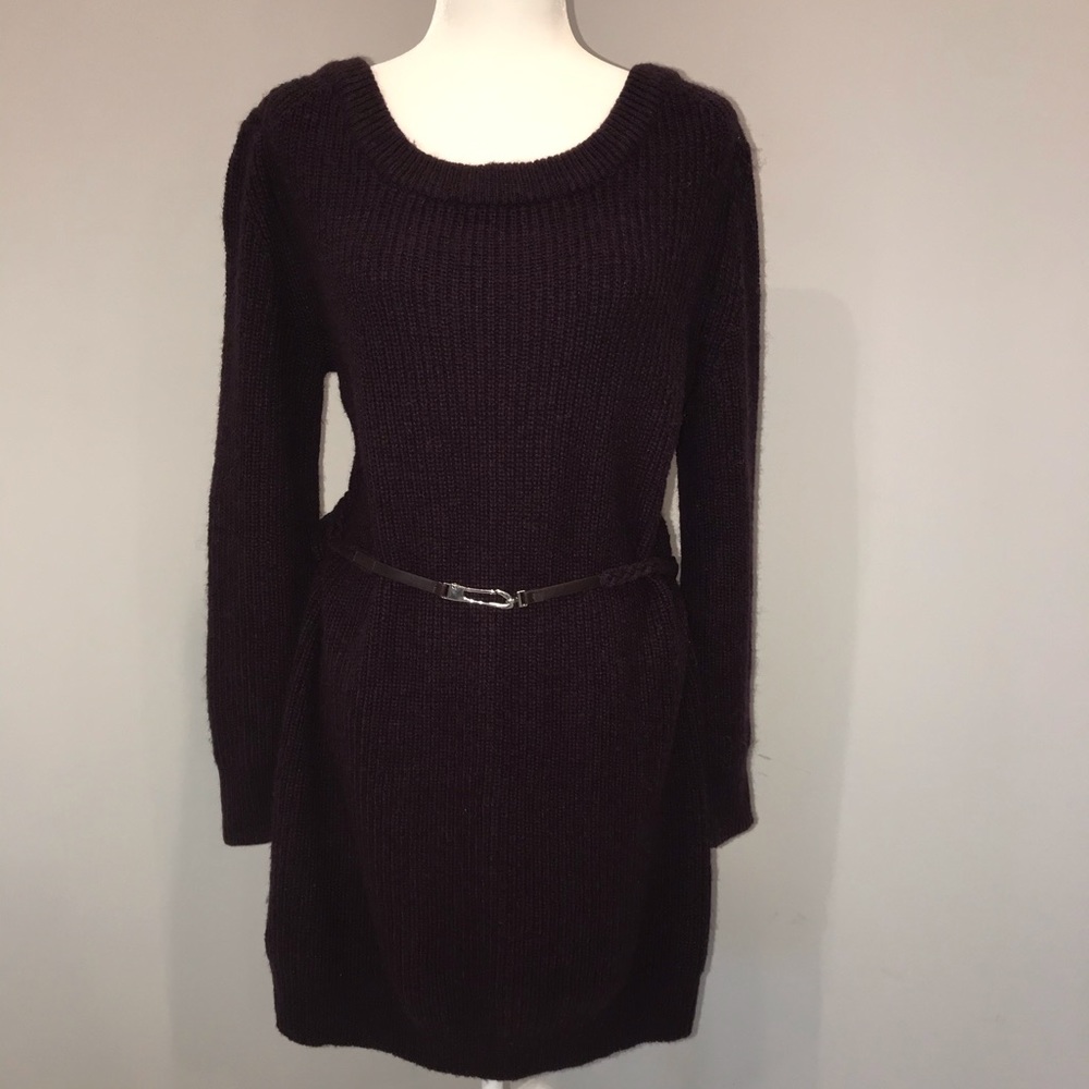 Moda International burgundy sweater dress w/ belt